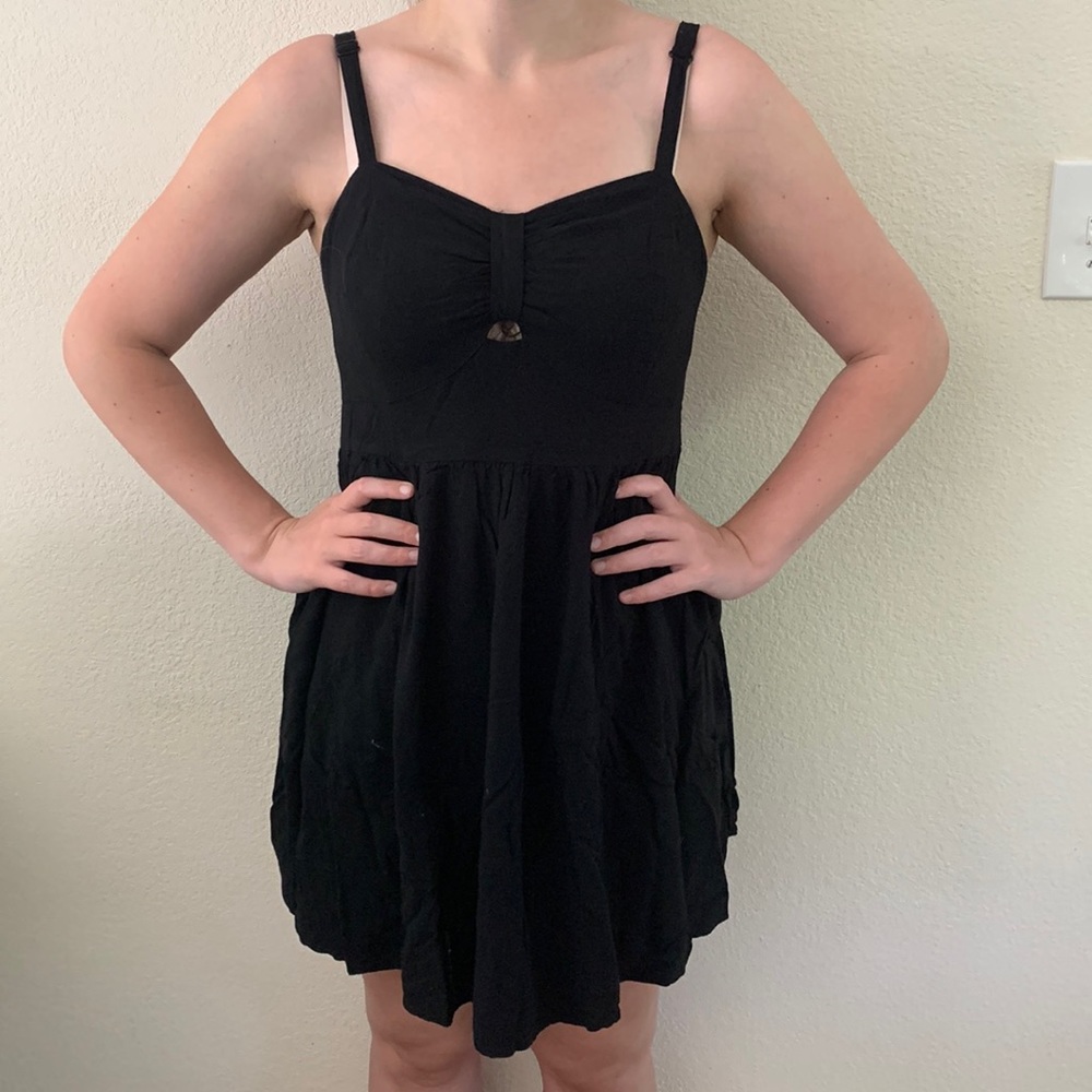 RUSH sundress size 1x XL Beach cover up black adjustable strap keyhole Vacation